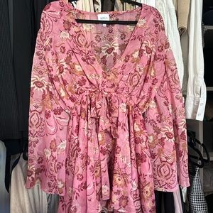 Misa Los Angeles Pink Floral Mini Dress